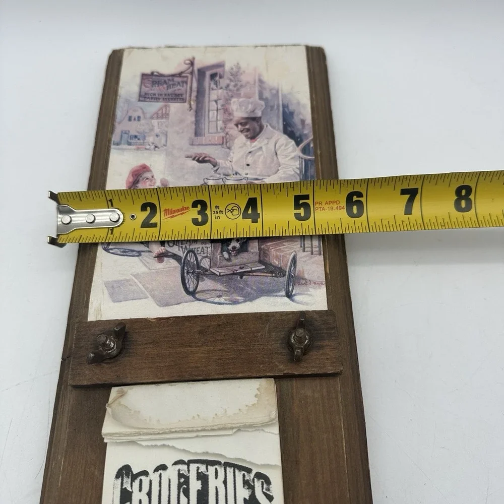 Vintage Grocery List On Wooden Bar W/Vintage Picture Boy In A Old Car 21